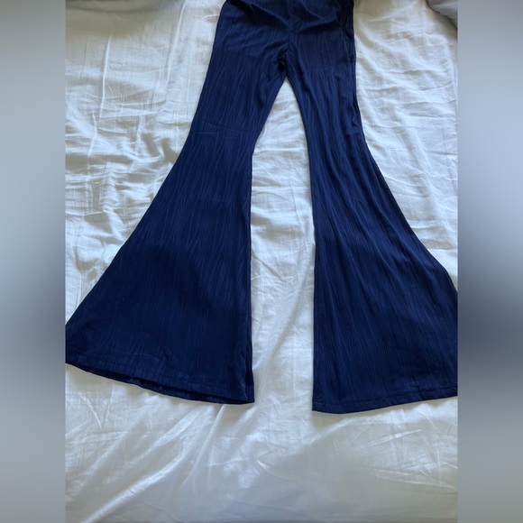 Blue flare pants with waist straps - Picture 5 of 6
